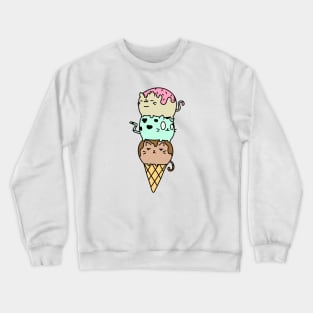 Ice Cream Cat Cute Chocolate Summer Sweets Crewneck Sweatshirt